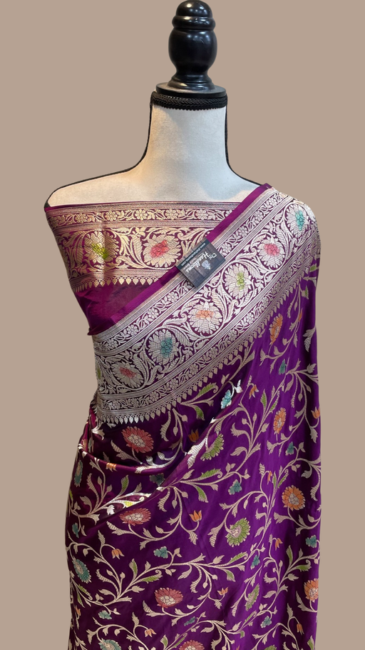 Red plain silk saree with blouse - Hirvanti Fashion - 4137208